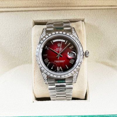 ROLEX  Day-date 904L Steel 8215 Automatic Movement 41MM Red Watch